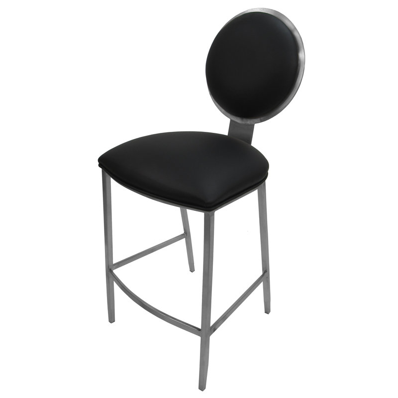 Ireoluwa Upholstered Counter Stool with Metal Frame, Black, Bar Stool (30" Seat Height)
