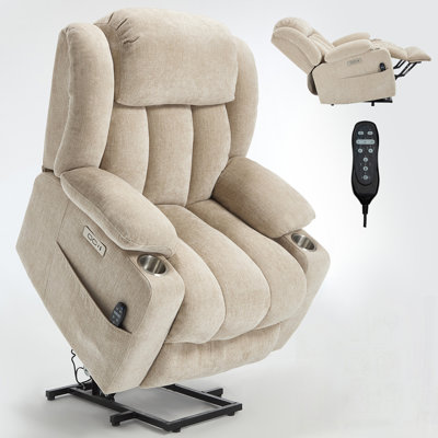 Fauteuil inclinable électrique chenille avec massage par vibration 8 points, chauffage lombaire, ports USB et Type-C et porte-gobelets en acier inoxydable, jusqu'à 350 lb