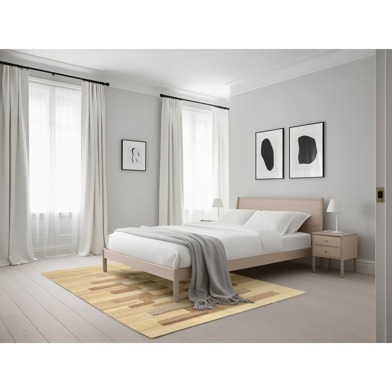 Surface beige contemporaine tapis, Rectangle 5 pi x 7 pi