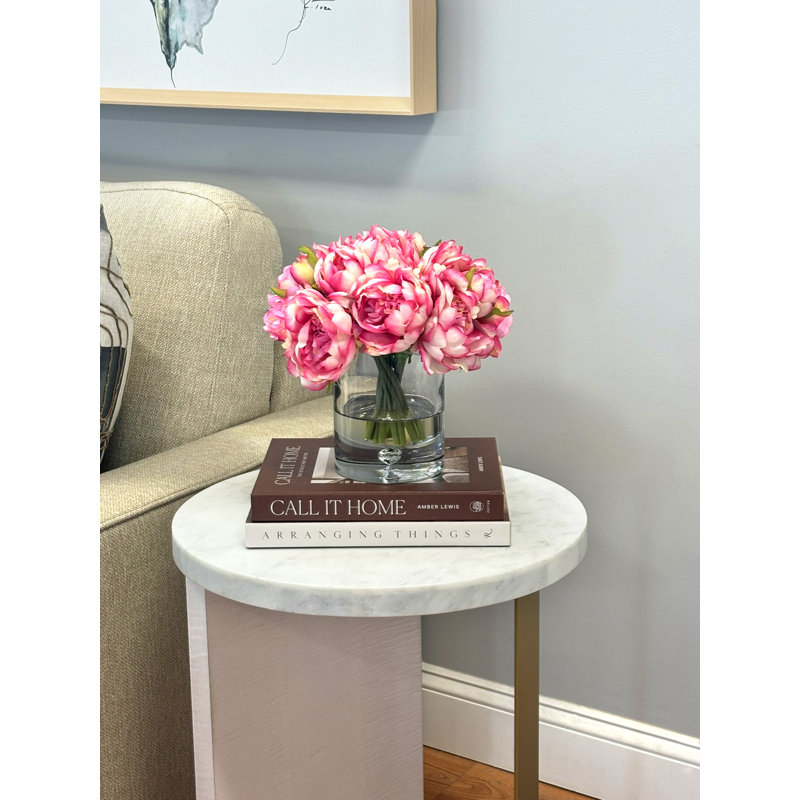 Peony Floral Arrangement In A Glass With Bubble