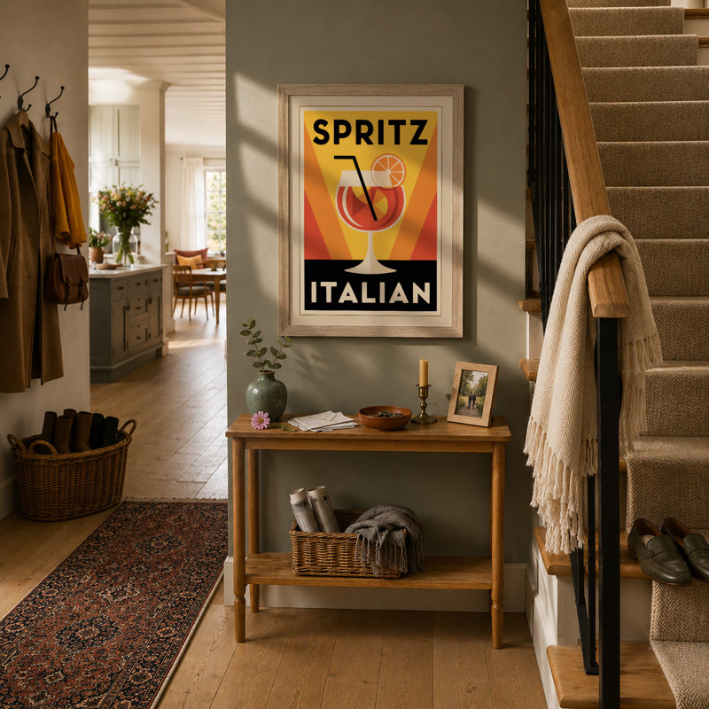 Spritz Italian Aperitif Art Deco - Framed Print, A1 - 84.1 x 59.4 cm, Oak