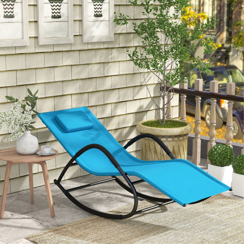 Chaise berçante pour pelouse, méridienne Zero Gravity, bleu pour patio, jardin, piscine avec coussin de jardin