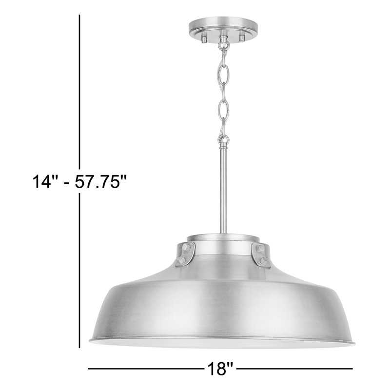 Luminaire suspendu en forme de dôme à 1 lumière Luzon, Laiton vieilli