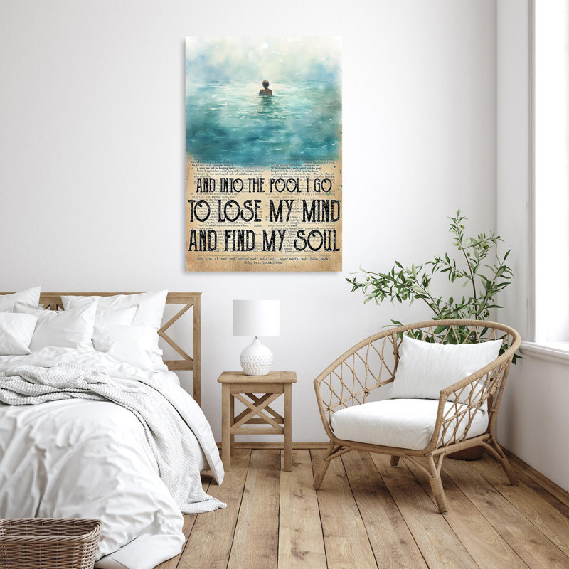 «Natation et dans la piscine» sur toile, H 20 po x l 16 po x P 1,25 po