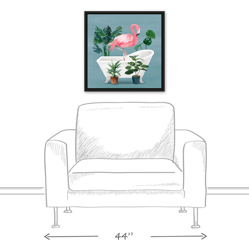 Flamant rose dans la baignoire, H 21,75 po x l 21,75 po x P 1,75 po