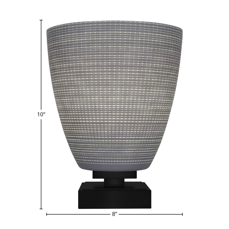 Lampe d'appoint avec verre matriciel gris 8 po Aneka, Noir mat, Gris
