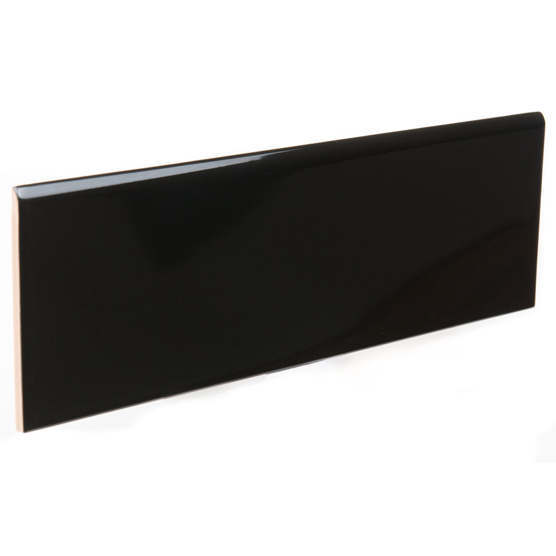 Urban Domain 12'' L x 3'' W Ceramic Bullnose Tile Trim, Black