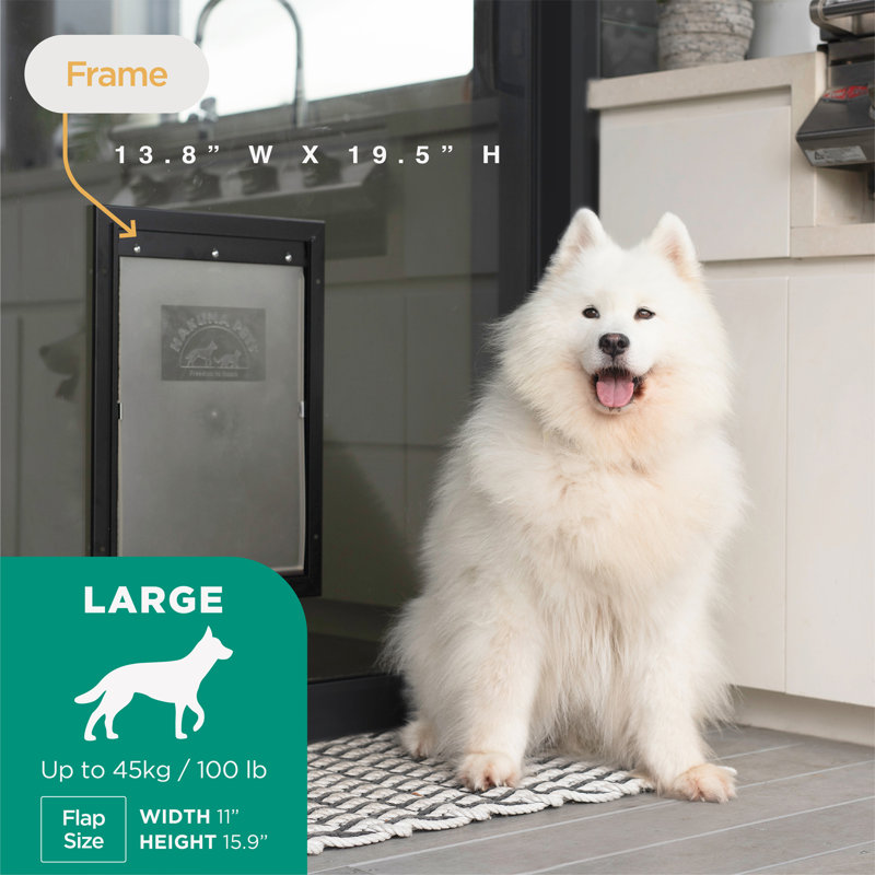 Medium Black Aluminum Pet Door with Locking Panel