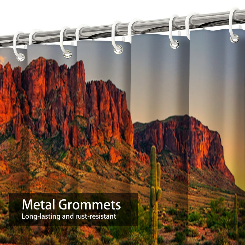 Rideau de douche Arizona Desert Sunset Mountains avec 12 crochets, L 72 po x l 84 po