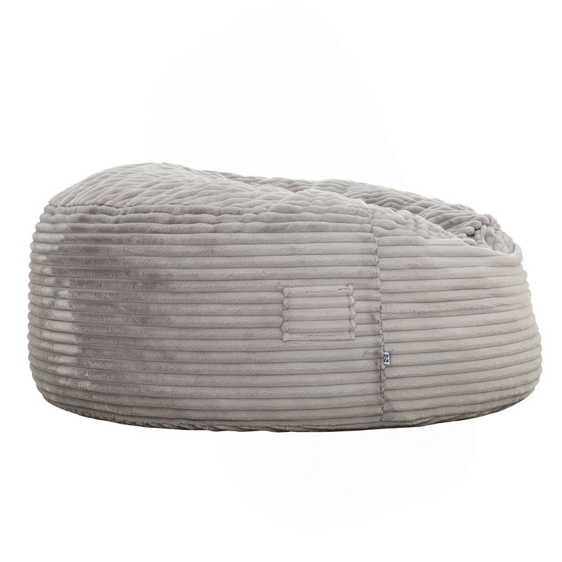 Traditional 72 In. Oversized Velour Memory Foam Bean Bag, Living Room Round Lounger Sofa Chair, Light Gray Polyester