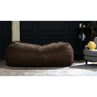 Fauteuil à billes cylindrique en suède brun de 8 pieds - Housse de fermeture à glissière amovible à l'apparence traditionnelle, confortable et moderne, rembourrage en mousse haute pour sac de douceur, fermeture à glissière facile d'entretien