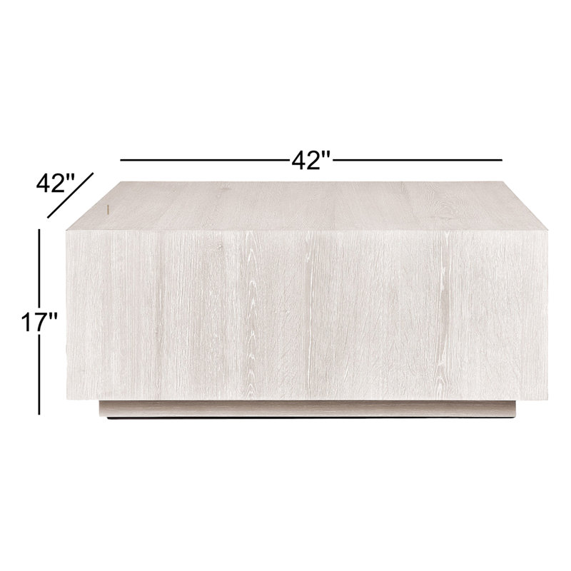 Layne 42" Square Coffee Table, White Wash