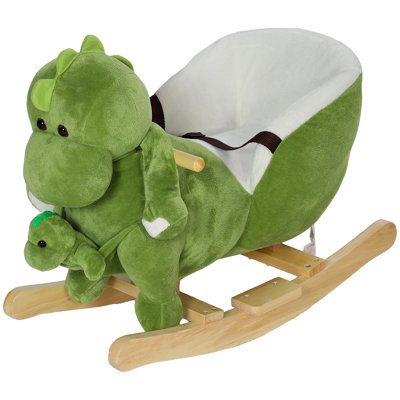 Baby Rocking Horse, Toddler Plush Dinosaur Animal Rocker With Seat Belt, 32 Songs, Hand Puppet, Kids Riding Horse Rocking Chair For 18-36 Months