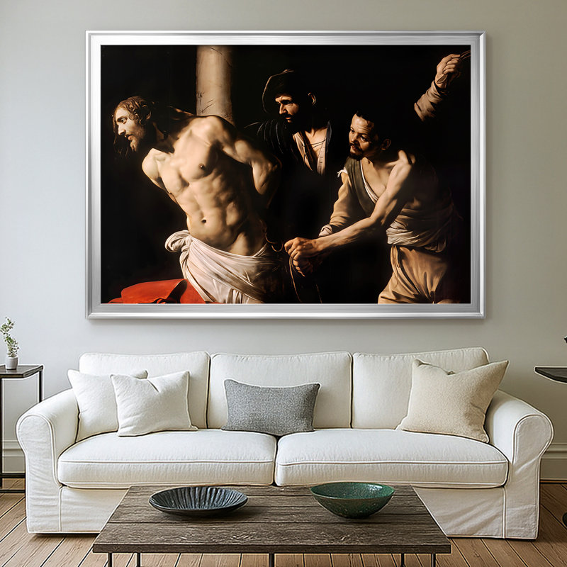 The Flagellation of Christ (Rouen Version)-Caravaggio-Framed Gallery Wrapped Canvas-c. 1607, 26.5x36.5, Framed Canvas, Argent
