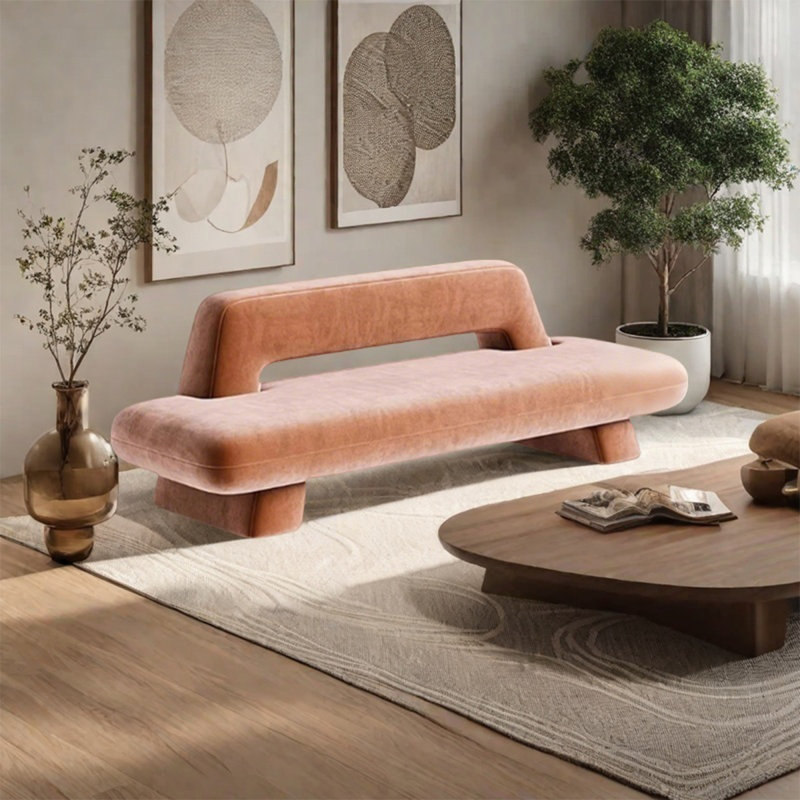 Wind bench resting solid wood upholstered, Pink