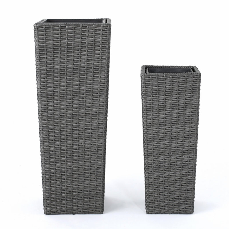 Two Iron Frame Flower Pots, Gray