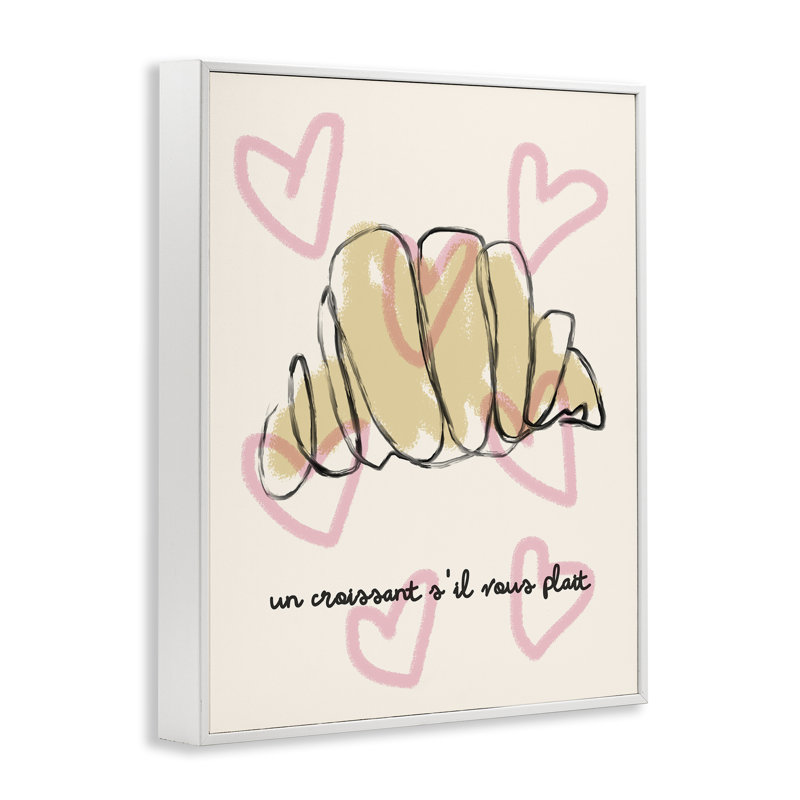 Chic Croissant avec cœurs, estampe numérique, design par Lil 'Rue, H 20 po x l 16 po