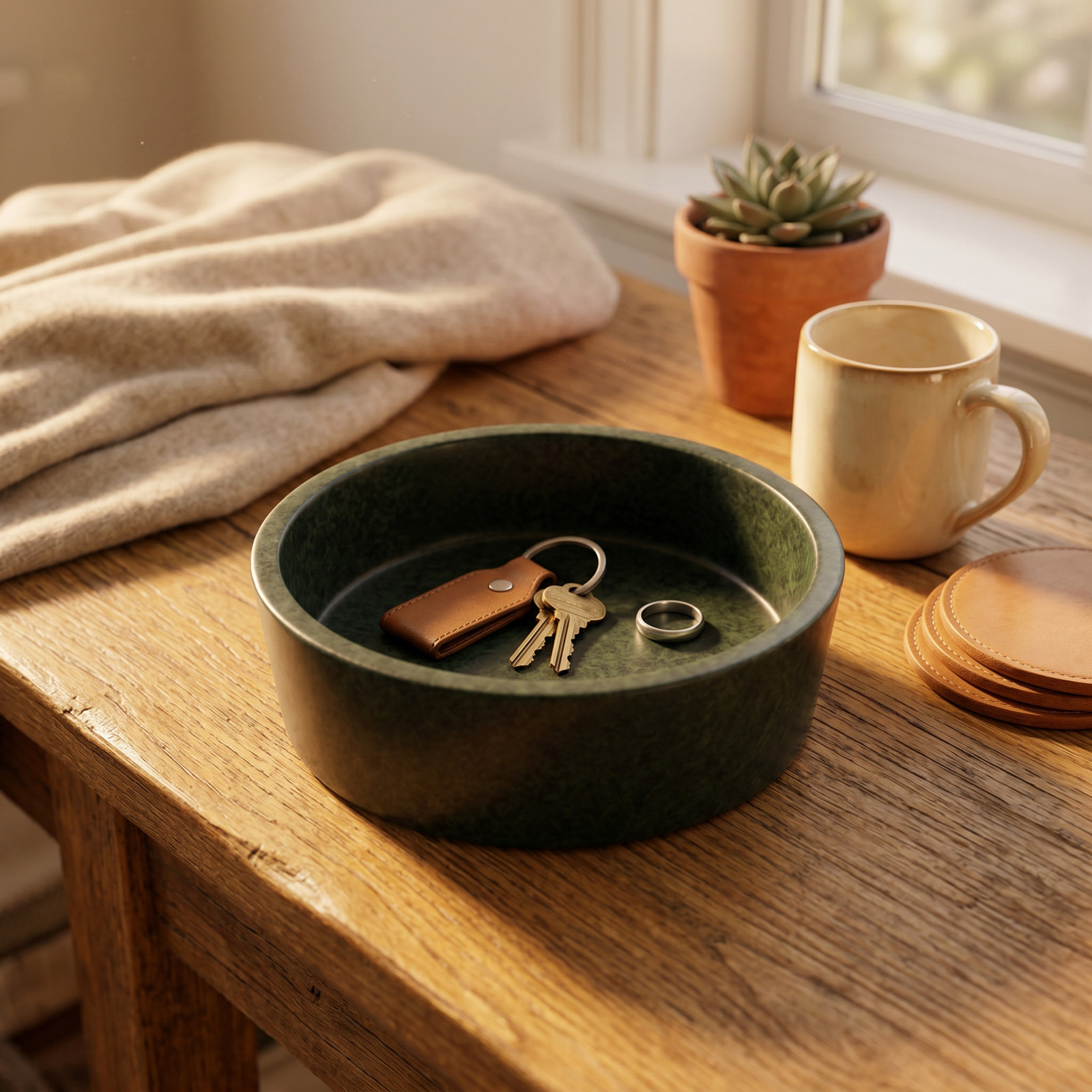 Genuine Marble Decorative Dish, Green