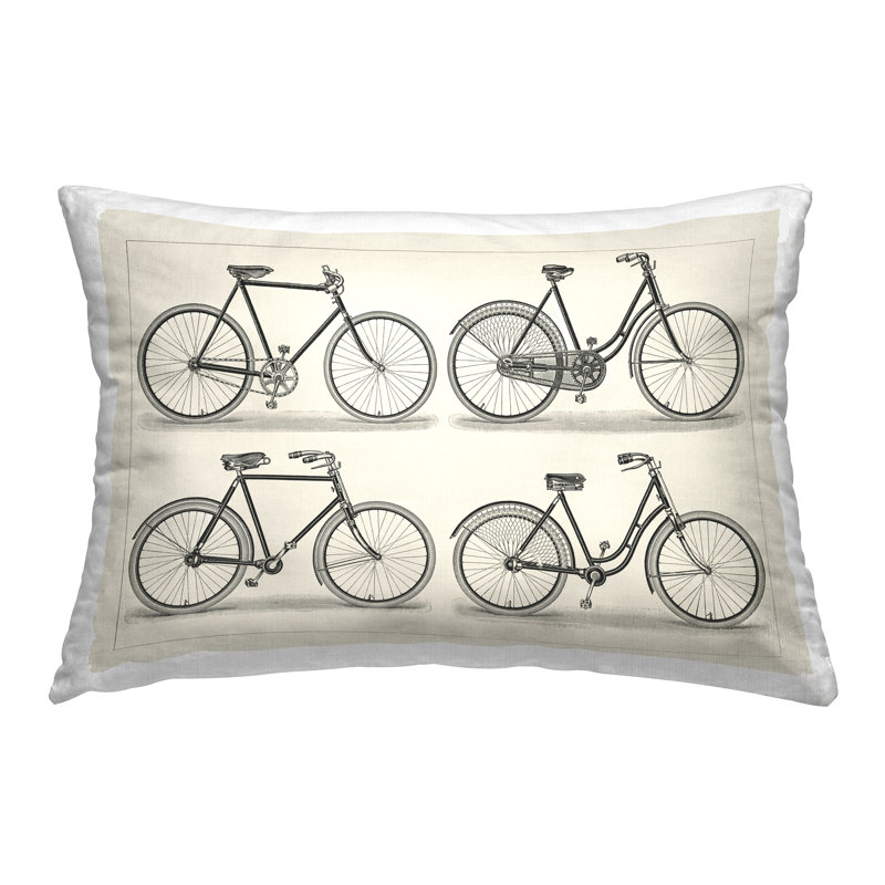 Coussin décoratif imprimé à quatre vélos antiques par Vision Studio