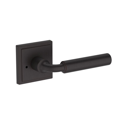 La Conner Privacy Lever with Stepped Square Rose in Venetian Bronze