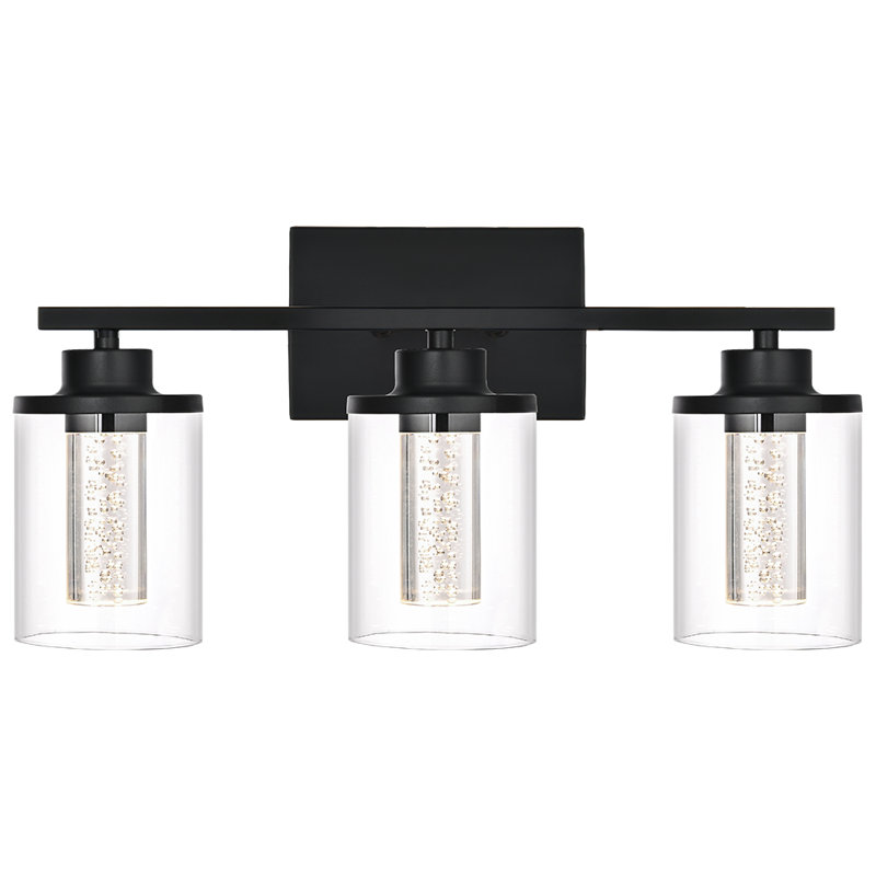 Bathroom Vanity Light 3 Light Bathroom Light Fixture, Clear Glass Shade, Crystal Bubble, Dimmable LED Vanity Light.(Integrated LED Bulbs Included)
