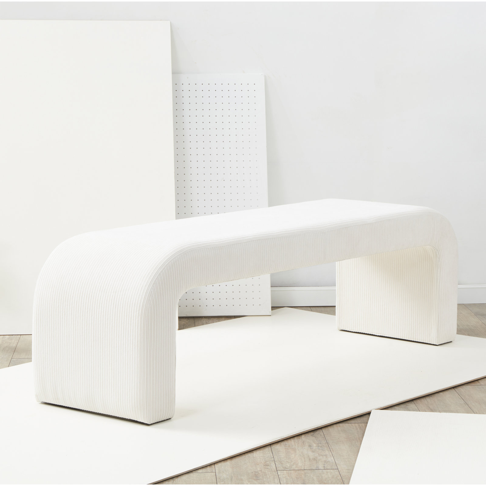 Daine 62" Linen Bedroom Bench, Cream Cordoroy