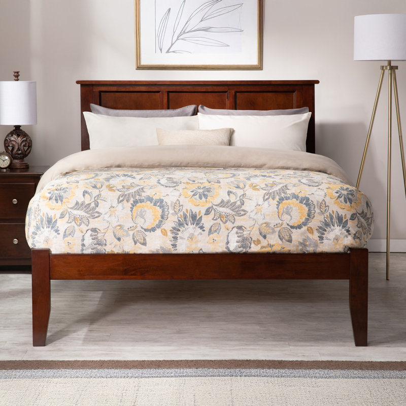 Clyda Solid Wood Panel Bed, Walnut, King
