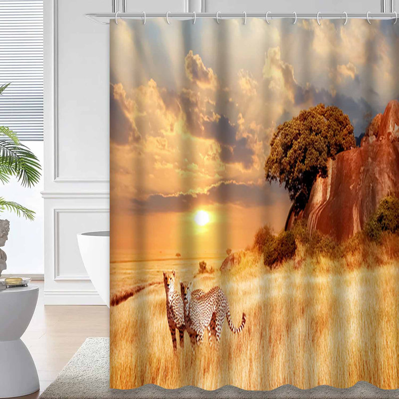 Rideau de douche avec 12 crochets African Sunset, L 72 po x l 72 po
