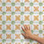 Novecento Centro Paterna 5.13" x 5.13" Ceramic Decorative Accent Tile in White/Green/Orange