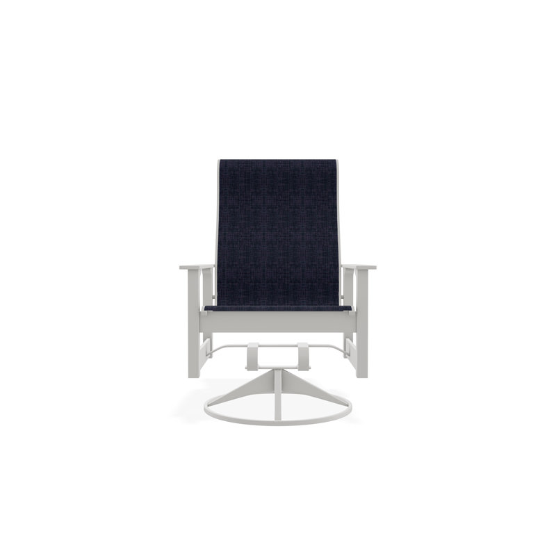 Leeward Polymer Outdoor Lounge Chair, Moments Navy, Snow