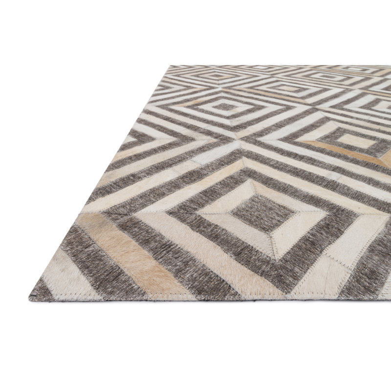 Winnett Cowhide Geometric Indoor Rug, Rectangle 9'3" x 13'