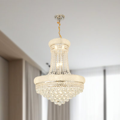 Lustre en cristal 23,6 pouces à 6 niveaux - cristal de haute qualité / longueur réglable / base E14