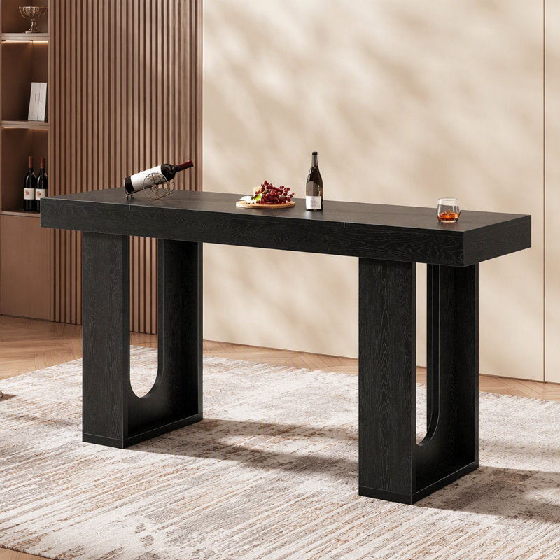 70.9" Long Bar Table, Rectangular Counter Height Pub Table Home Coffee Bar Unit, Noir