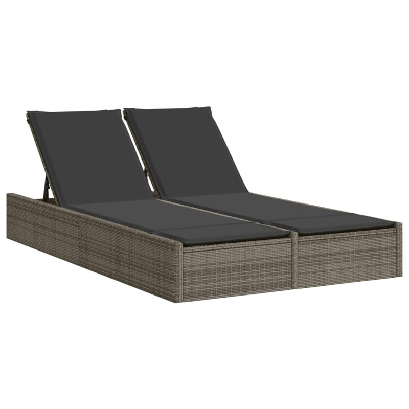 Patio Double Sun Lounger, Gray, Black