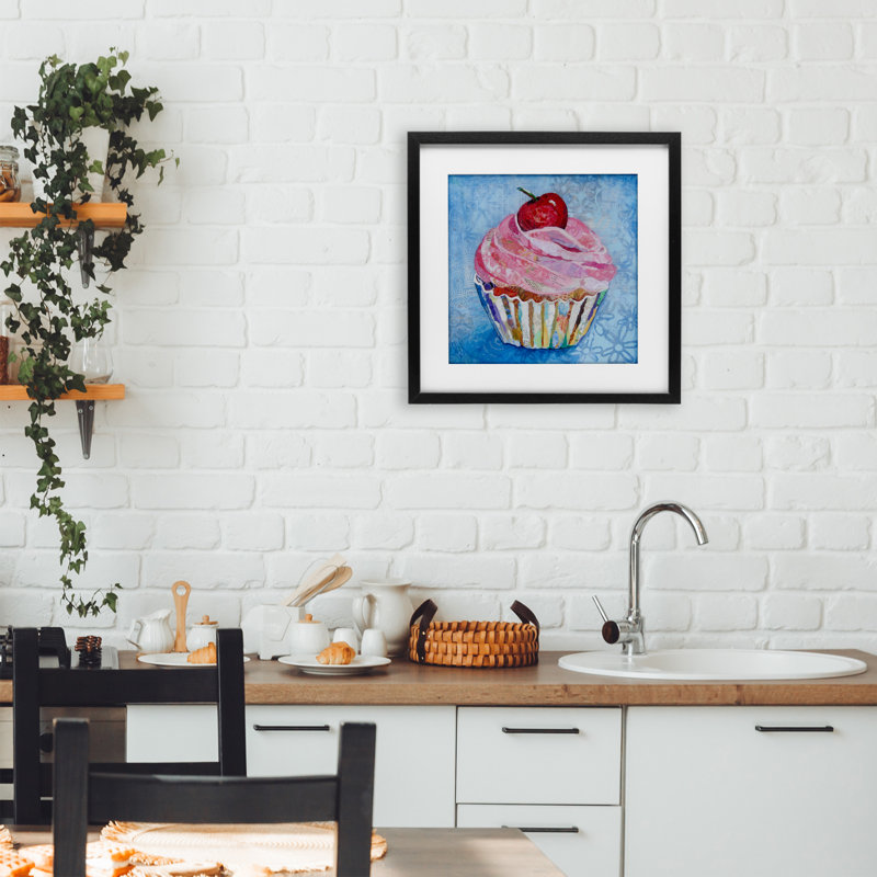 Collage à motif de petits gâteaux encadrés sous verre, design par Lisa Morales, H 13 po x l 13 po, Cadre noir minuit