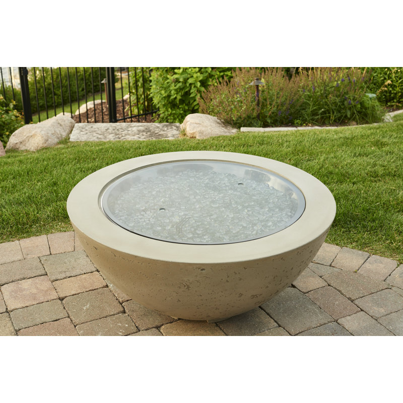 Round Gray Tempered Glass Fire Pit Burner Cover