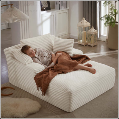 Oversized Chaise Lounge Chair Indoor, Corduroy Upholstered Sofa Couch