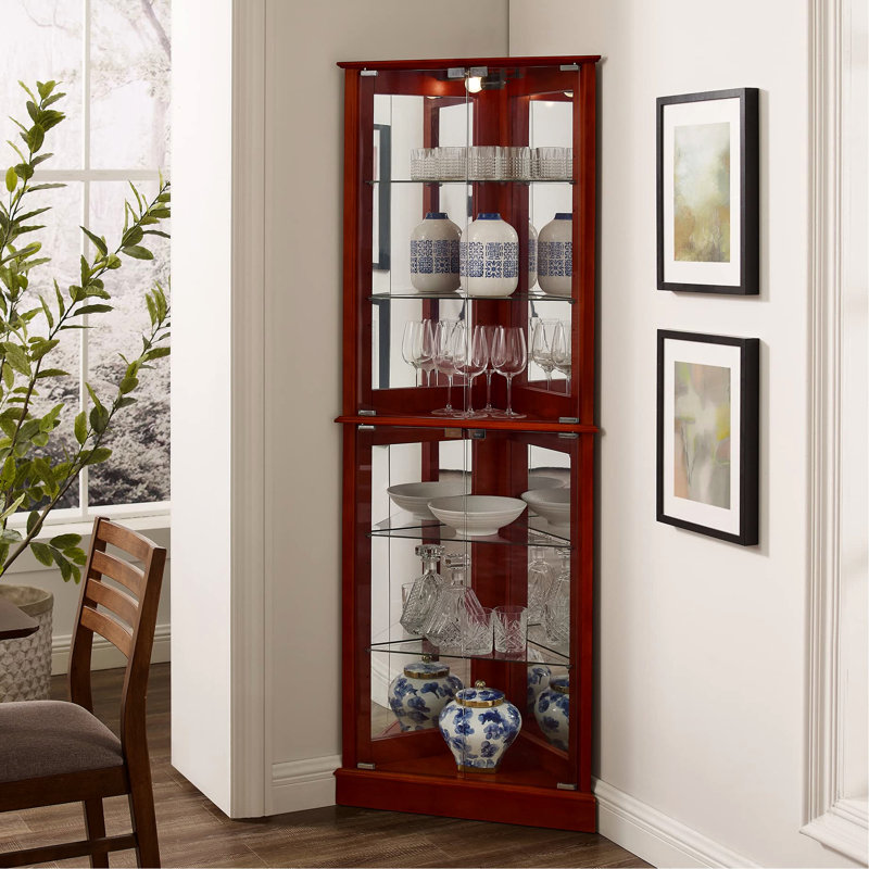 Armoire lumineuse pour coin - Tablettes réglables à dossier en miroir