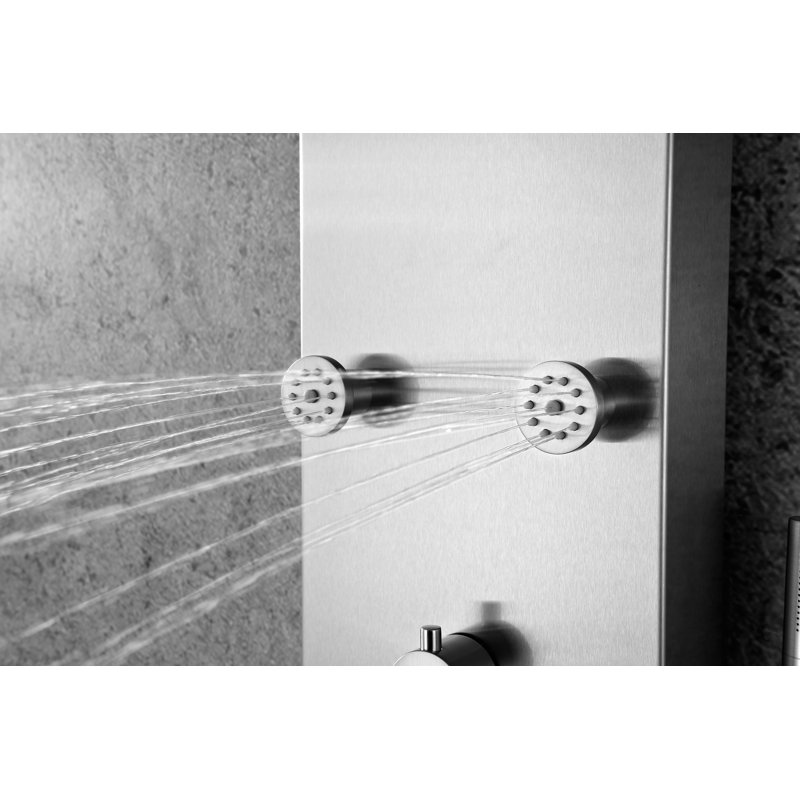 Fontan Brushed Steel 64" Shower Panel with Rainfall Head