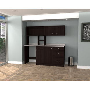 Ambrossia Slab Espresso 70.87" H x 72" W x 19.69" D Laminate Ready-to-Assemble Kitchen Cabinet Set with Adjustable Shelves