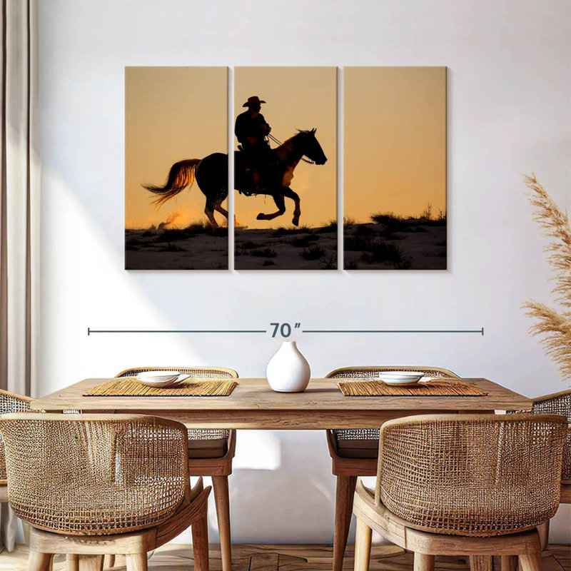 Lelar Cowboy On Horse, 36" H x 57" W