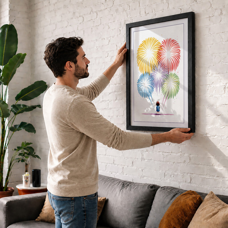 Fireworks Above Modern - Framed Print, Unframed, A2 - 59.4 x 42.0 cm