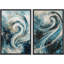Art mural abstrait, ensemble de 2 reproductions d'art encadrées sur toile-118759217-118759191