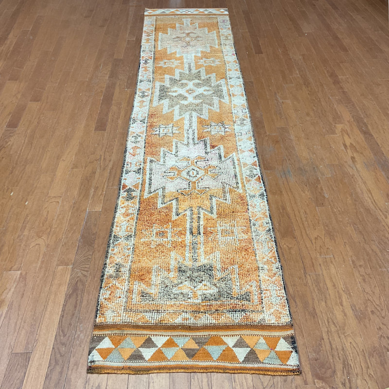  Handmade Turkish Oushak Wool Runner
