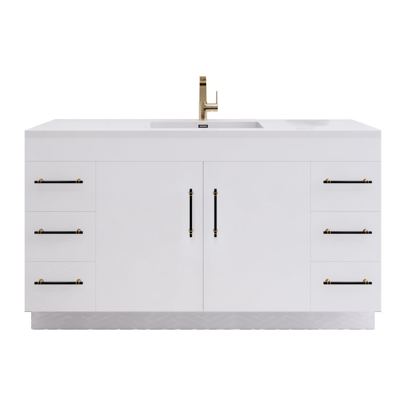 Spring 60" Single Sink Bathroom Vanity, Gloss White