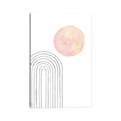 Blush Pink Sun And Rainbow by Whales Way - Print on Canvas
