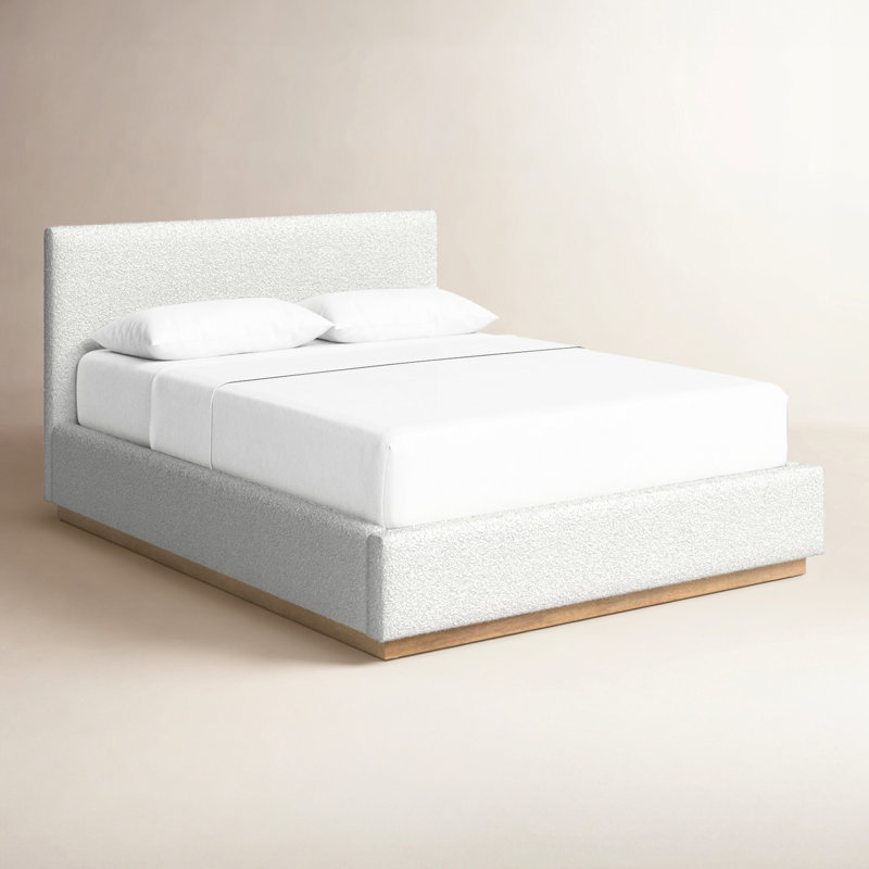 Structure de lit tapissier Drago Boucle, Crème Boucle, Grand