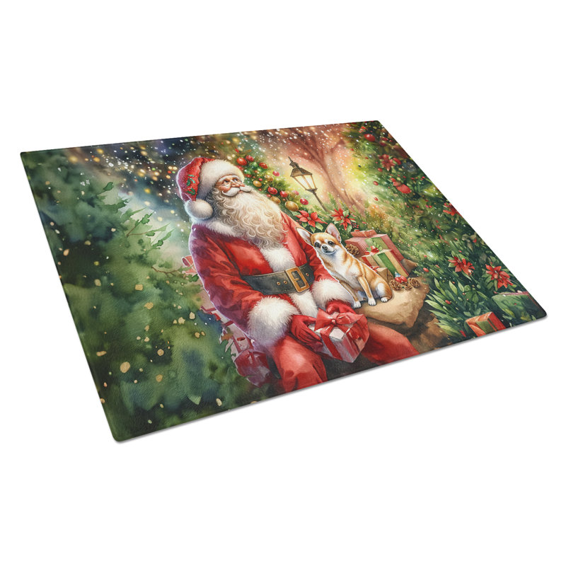 Planche à découper en verre Chihuahua and Santa Claus