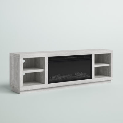 Barkad Unfinished TV Stand for TVs up to 80" with Fireplace Included
