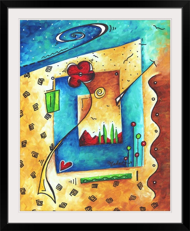 «Joyful World» par Ethan, reproduction d'art, H 23 po x l 20 po x P 1 po, Cadre noir